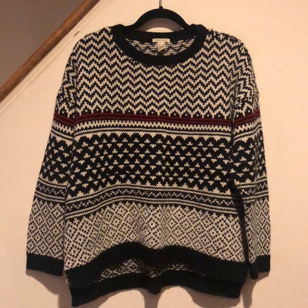 White, Black and Red all over Forever 21 Sweater